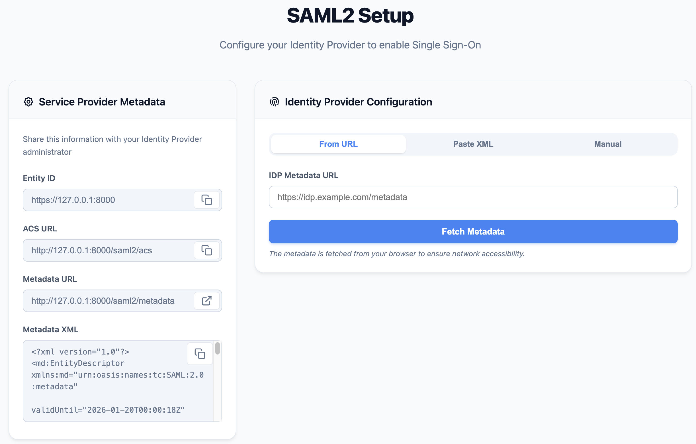 SAML2 Setup Wizard